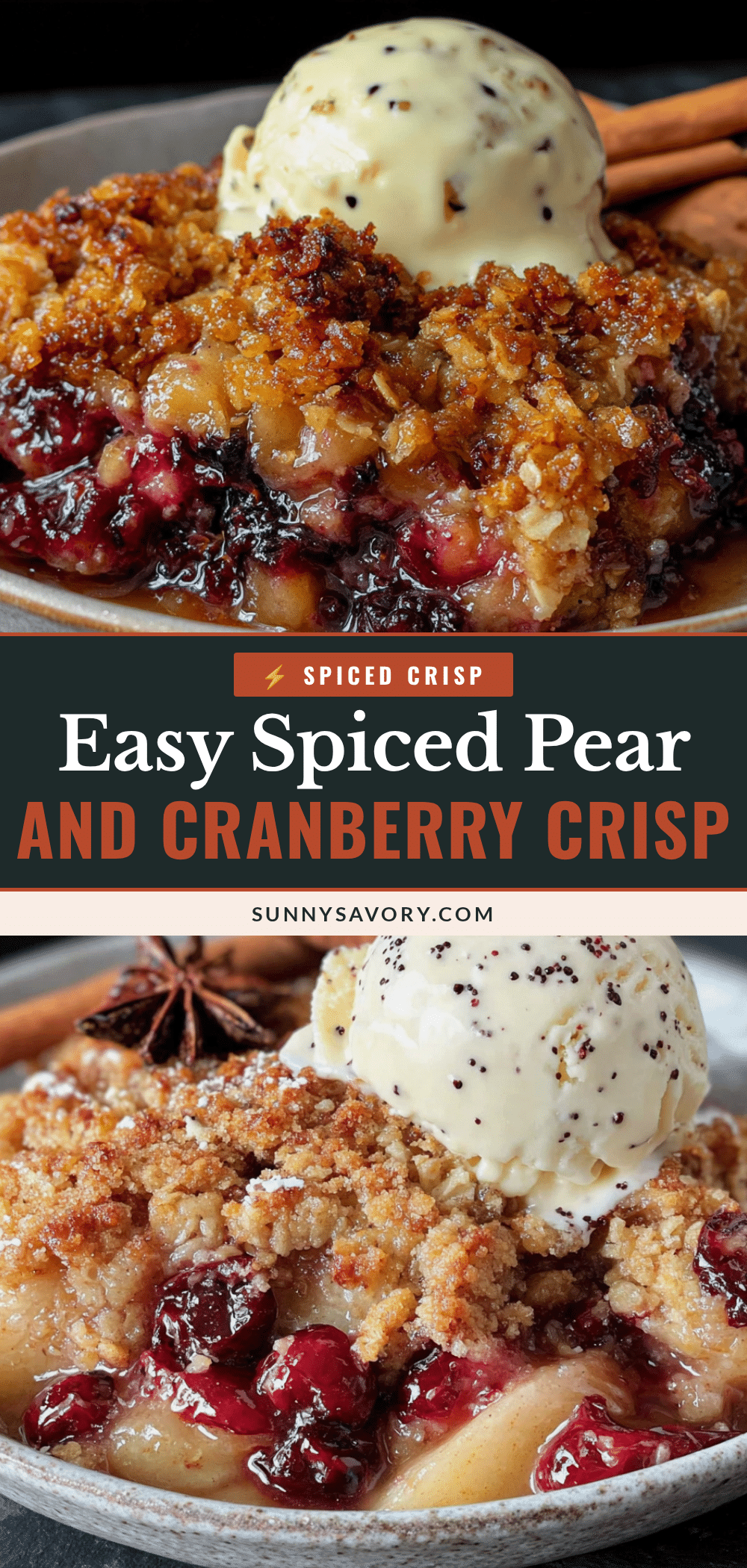 easy spiced pear and cranberry crisp recipe