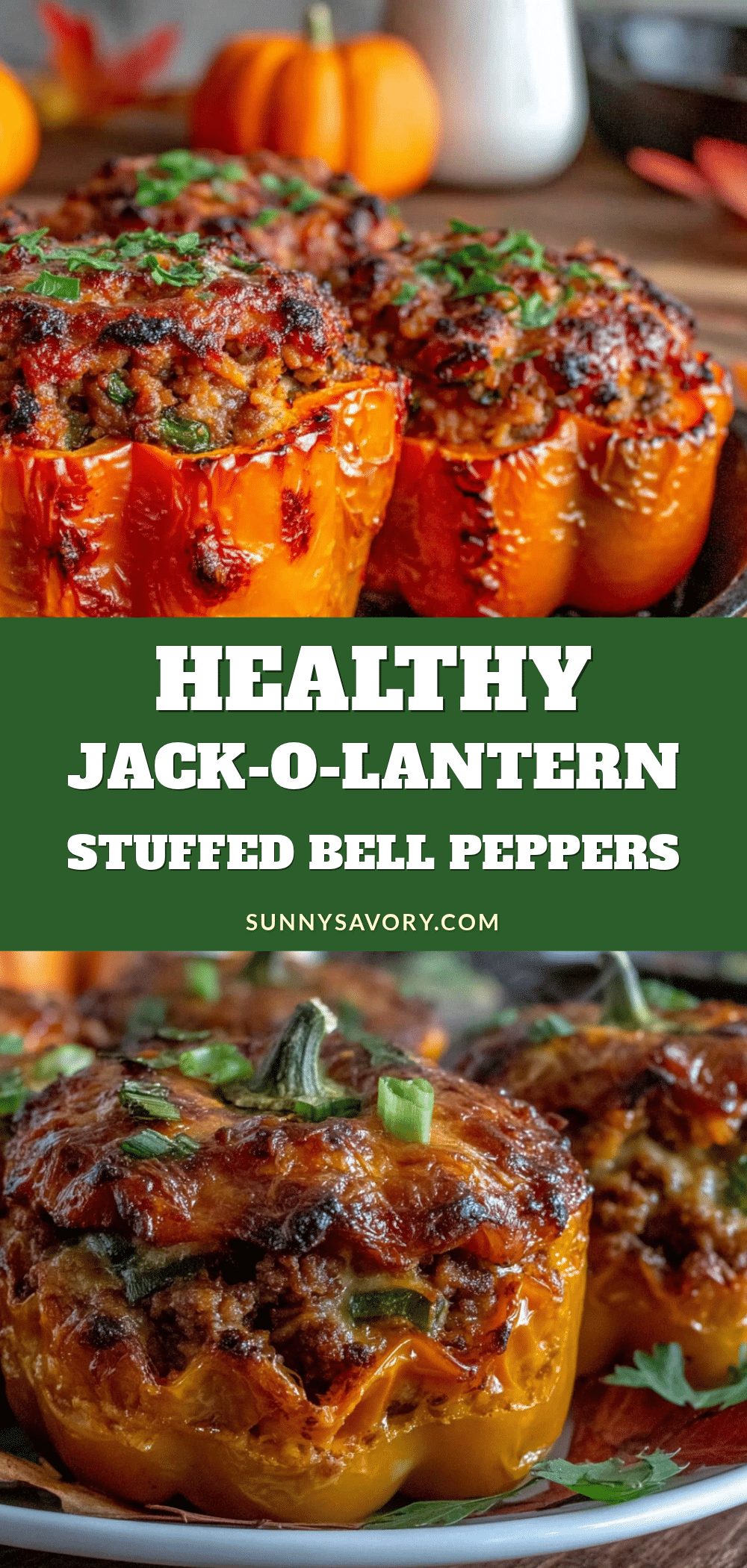 healthy jack-o-lantern stuffed bell peppers recipe