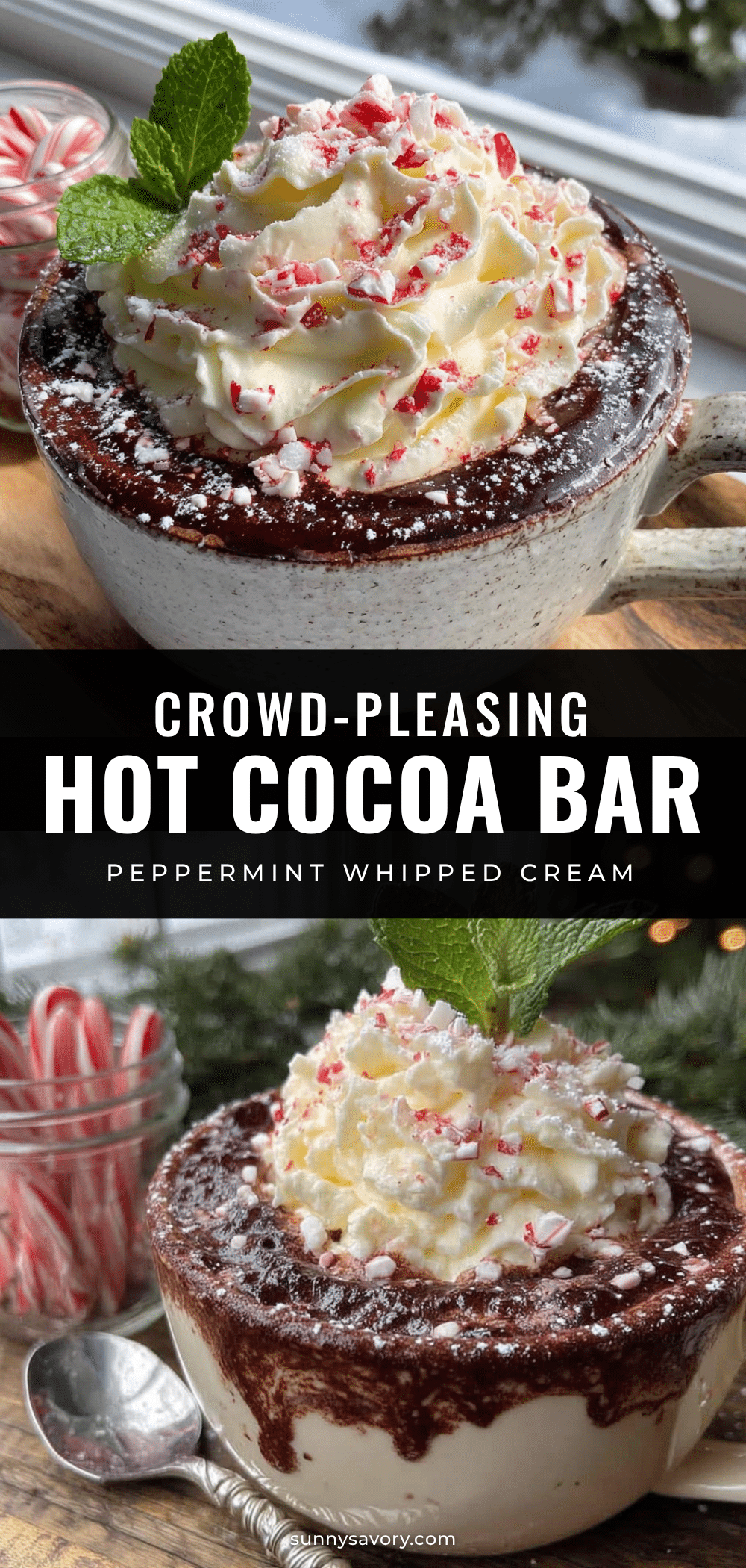 hot cocoa bar with peppermint whipped cream recipe