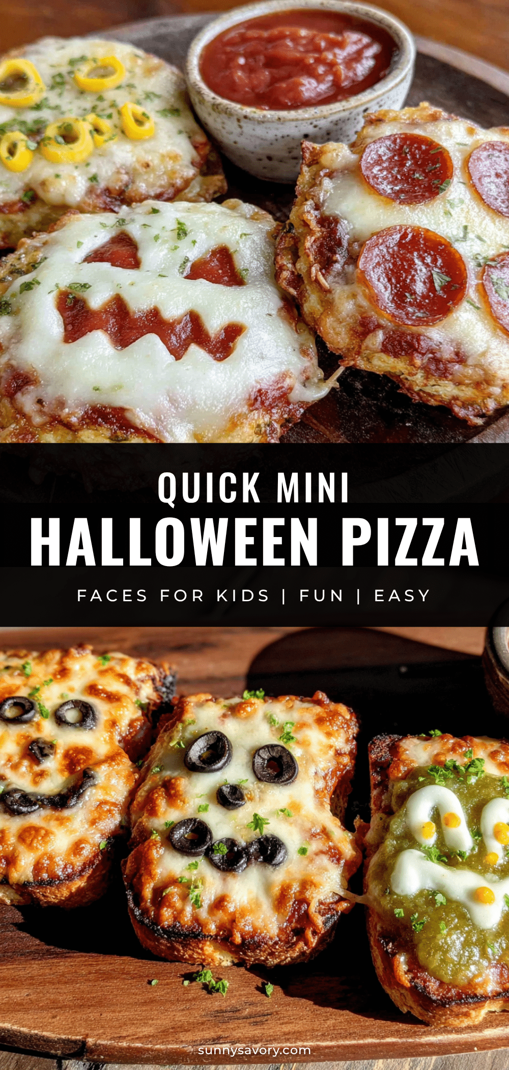 mini halloween pizza faces recipe