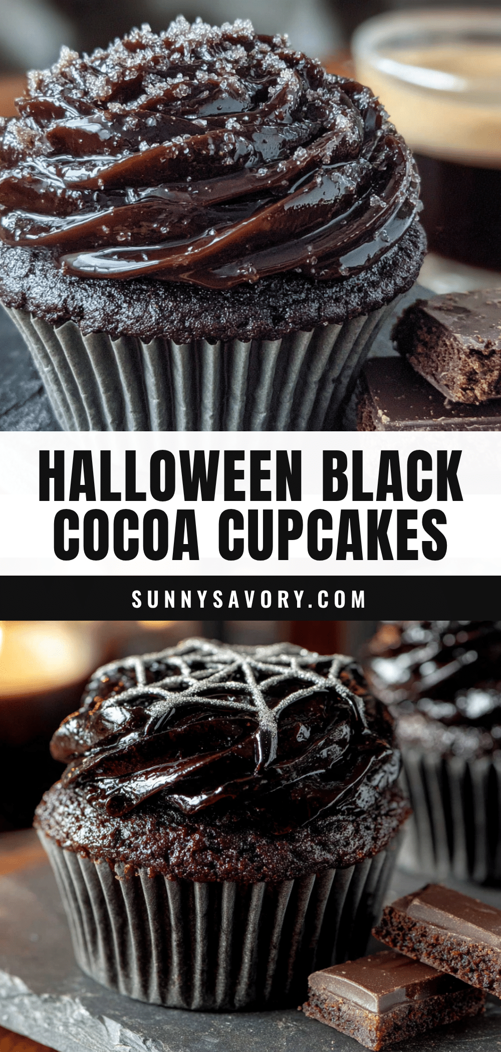 black cocoa spiderweb cupcakes recipe