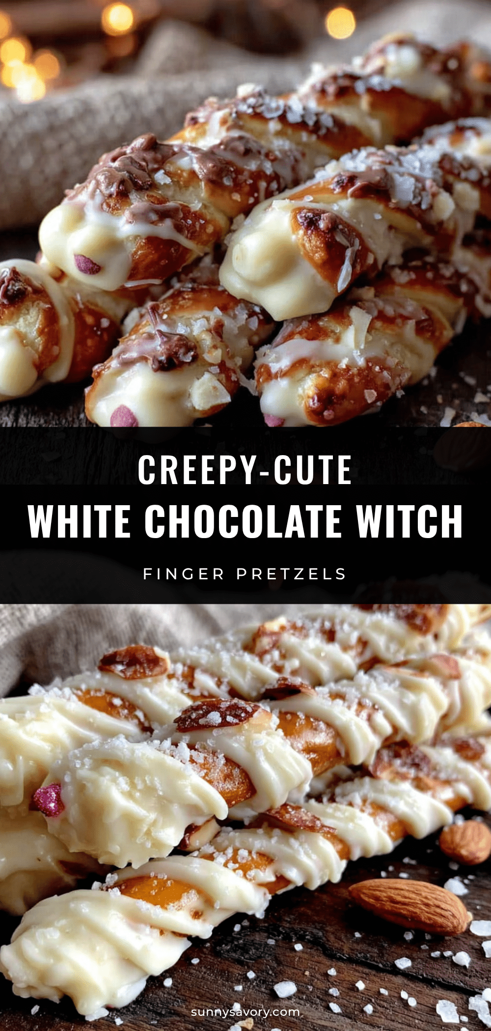 White chocolate witch finger pretzels recipe